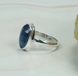 Kyanite พลอย925สเตอร์ลิงสีฟ้าตัดตามธรรมชาติเครื่องประดับรูปไข่รูปทรงไข่เดือนพลอยแฮนด์เมดของขวัญสำหรับคริสต์มาส - Product Image 3