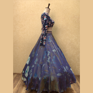 Venta caliente Lehenga impreso en color azul oscuro con tela de organza pura Trabajo manual pesado para ocasiones DE LA India Cantidad a granel - Product Image 5
