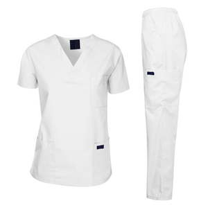 Conjuntos de uniformes médicos de enfermera cómodos para mujer Traje de vestir de hospital de punto de color personalizado sólido - Product Image 6