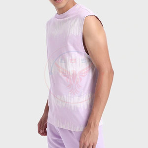 Solid Color Customized Logo Eco-Friendly Polyester/Cotton Quick Dry Breathable Sleeveless T-Shirts New Style for <b>Men</b> - Product Image 2