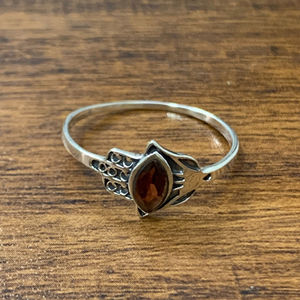 Romantic Garnet <b>Ring</b> (1.2 Grams) Fashionable and Trendy with 18K Gold and Rose Plating Bezel <b>Set</b> Natural Gemstone Gift - Product Image 1