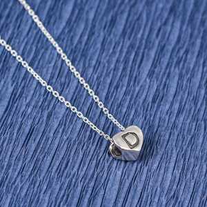 Collar de Plata de Ley 925 con Letra y Corazón, 46 cm, para Uso Diario Femenino - Product Image 3