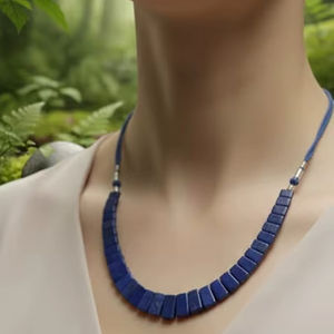 Collier en pierre précieuse lapis-lazuli fait main de haute qualité, bleu naturel, druzy avec brin lâche pour les fêtes - Product Image 1