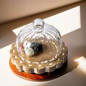 Aster Craftsman Diseño Vidrio Cloche con Base de Madera para Ocasiones de Fiesta - Product Image 2