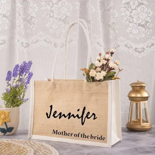 Individuelle Bürstentüten individualisierte kleine und große Jute-Strand-Tote-Tüten für Hochzeiten Willkommensgeschenke und Brautjungfern