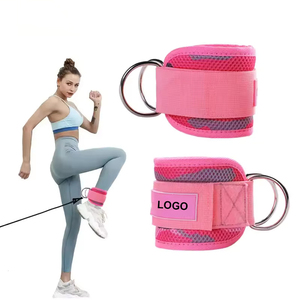 Vente chaude, sangles de cheville de haute qualité pour l'entraînement, en matériau PU, sangles de cheville pour la salle de sport avec machines à câbles, logo personnalisé possible - Product Image 3