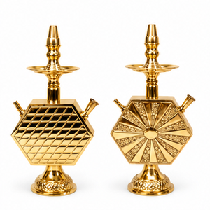 Mesa de centro de latón forjado a mano con diseño futurista para cachimba |   Pipa de shisha decorativa hexagonal |   Cachimba de Latón Hecha a Mano - Product Image 1