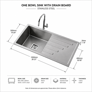 Square Single Bowl <b>Kitchen</b> <b>Sink</b> Drying Board Stainless Steel Finish Easy Clean Undermount Installation Hospital Restaurant - Product Image 3
