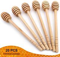 Palo de madera para miel, 20 piezas, 6 pulgadas, agitador envuelto individualmente, palitos de peine, varita de miel para tarro de miel