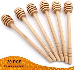 Palo de madera para miel, 20 piezas, 6 pulgadas, agitador envuelto individualmente, palitos de peine, varita de miel para tarro de miel - Product Image 3