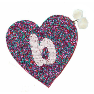 Monedero con cuentas al por mayor para niñas y mujeres, carteras con logotipo de letra B, cuentas de semillas, Mini monedero con cremallera y bordado de corazón - Product Image 1