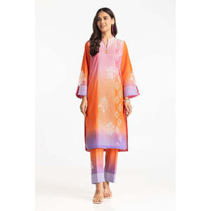 ชุดเสื้อและกางเกงผ้าชีฟองพิมพ์ลายเคลือบเงาปักลายสไตล์ออร์แกนเรอรี่ แขนสามส่วน - Product Image 5