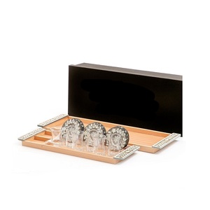 Plateau de service rectangulaire en acrylique et bois avec sous-verres en nacre, fait main, pour chocolats, en vente - Product Image 5