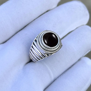 Anillo de sello para hombre, diseño clásico, anillo de ónix negro Natural, joyería de declaración rectangular de Plata de Ley 925, Fabricante Mayorista - Product Image 6