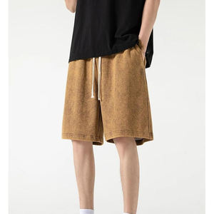 Vente chaude hommes lavage à l'acide Shorts Logo personnalisé haute qualité 100% coton cordon Baggy été vieilli Shorts - Product Image 5