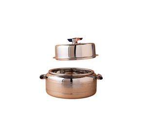 Vajilla de forma redonda, calentador de alimentos de Metal, acabado blanco, diseñador, nueva cazuela, forma redonda, olla caliente de Metal de lujo al por mayor - Product Image 3