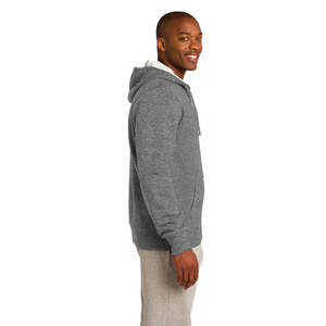 Sweat à capuche gris imprimé avec poche kangourou à fermeture éclair, sweat à capuche décontracté à manches longues et à cordon de serrage, sweats à capuche pour hommes - Product Image 3