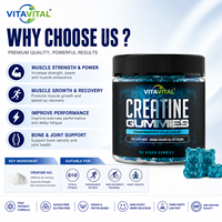 Gummies de créatine monohydrate, complément pré-entraînement 5000 mg, croissance et récupération musculaire, complément énergétique, végétalien, gummies de créatine