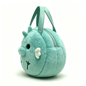 customized dragon plush <b>purse</b>,Fluffy animal-shaped faux leather handle bag,<b>Cute</b> turquoise dragon plush bag - Product Image 1