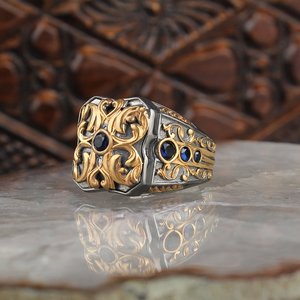 Véritable bague en argent sterling pur 925 pierre de zircon véritable fabriquée à la main en turquie modèle de luxe et tendance modèle de style vintage - Product Image 1