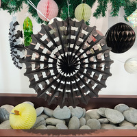 Abanico de Papel con Diseño de Telaraña de 40CM, Ecológico, de Alta Calidad, Entrega Rápida, Decoraciones para Fiestas de Acción de Gracias y Halloween