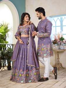 Vente en gros Soie croustillante indien Lehenga Choli Vêtements traditionnels indiens et pakistanais - Product Image 4