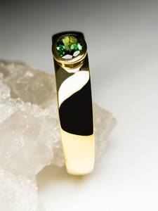 แหวนทัวร์มาลีนแหวนแต่งงานสัญญาสีเขียวธรรมชาติแหวนหมั้น unisex 925เงิน14K ชุบทองเครื่องประดับชั้นดี - Product Image 6