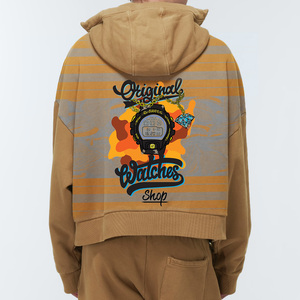 Full Zip Us Sudaderas con capucha para hombre Heavyweight Fleece Color sólido Diseño impreso Sudadera con capucha térmica con bolsillo de canguro - Product Image 2