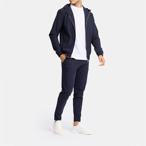 ชุดกีฬาซิปรูดสำหรับผู้ชายชุดวอร์มเสื้อแจ็กเก็ตกางเกงขายาวติดโลโก้ได้ตามต้องการสำหรับวิ่งฟิตเนสและออกกำลังกาย - Product Image 3