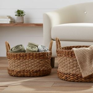 Cesta TALESA, Artesanía de Corteza de Árbol de Plátano y Pasto Marino - Product Image 3