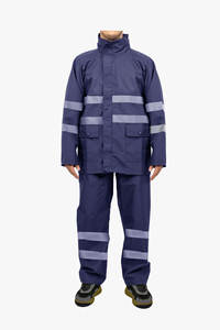 Ensemble de pantalons de veste imperméable réfléchissante légère combinaison de pluie de sécurité coupe-vent pour les activités de construction de travail en plein air Camping - Product Image 2