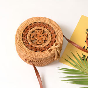 Sacs en rotin écologiques au prix fournisseur, choix très prisé, sac à main tissé à la main avec lanières en cuir - Product Image 5