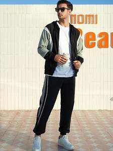 Venta al por mayor de sudaderas con capucha de los hombres de cremallera completa de algodón Patchwork polar con bordado impreso espacios en blanco conjuntos de ropa de invierno - Product Image 3