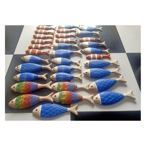 Artisanat en bois de poisson marin de haute qualité, sculpture en bois décorative sculptée à la main pour le style de maison côtière - Product Image 5