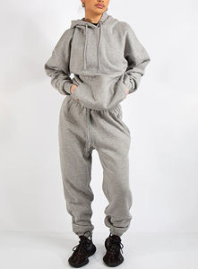 Costume surdimensionné à épaules tombantes pour femmes sur mesure 100% coton logo brodé sur mesure 2 pièces costume de jogging hip hop - Product Image 3