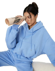 <b>Womens</b> Crop Top Hoodie and Joggers Set Wholesale Hoodies and <b>Sweat</b> <b>Pants</b> Set Manufacturers - Product Image 4