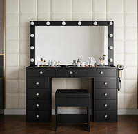Table de toilette de luxe moderne avec prises intégrées, bureau de maquillage dissimulé, pour dressing