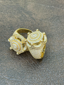 Luxury Icedout Lab Grown Moissanite Diamond Hip Hop <b>Ring</b> with Halo Design Micro Pave Stones Gold Plated Unisex Wedding Party Use - Product Image 3