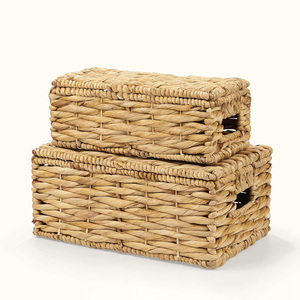 Cestas de Almacenamiento de Ropa Tejidas, Precio Directo de Fábrica, Cesta de Jacinto de Agua Natural con Tapa - Product Image 4