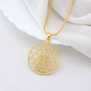 Sri Yantra Pendentif En Laiton Plaqué Or Mignon Unisexe Géométrie Sacrée Collier Mandala Spirituel Amulette Méditation Énergie Guérison - Product Image 6