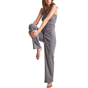 Casual Organic <b>Stretch</b> Cotton Pajamas Suit Straight Pants Loose Drawstring Waistband Elasticated Waist <b>Trousers</b> - Product Image 3