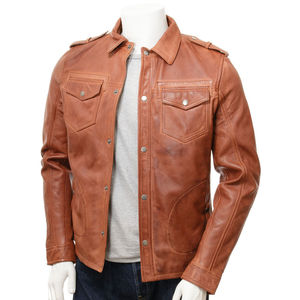 Veste en cuir pour homme - Vêtement d'extérieur décontracté au quotidien, design épuré, tendance, léger, moderne, veste d'hiver - Product Image 1