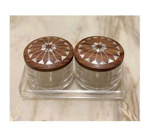 Vadrouille en bois d'acacia de style arabe avec incrustation de couvercle boîte en acrylique décor indien artisanat en bois couvercle en os boîte-cadeau boîtes de luxe - Product Image 3