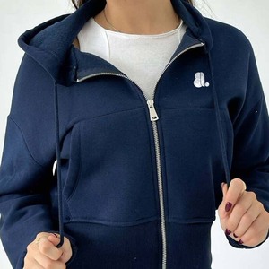 Vêtements de rue personnalisé uni teint sweat à capuche zippé pour les femmes Vintage Look surdimensionné polyester coton décontracté hiver - Product Image 5