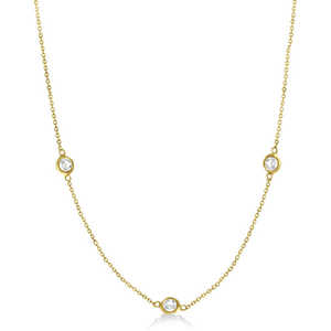 Collier en or jaune 14 carats avec diamants, trois pierres serties en bélière, 1,00 carat - Product Image 3
