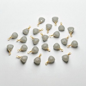 925 <b>Silver</b> Gold-Plated 8mm Smoky Chalcedony Trillion Faceted <b>Wire</b>-Wrapped Gemstone Charm Pendant - Product Image 1