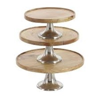 Support à gâteau 3 niveaux en aluminium et bois, finition argentée, forme ovale, dernière collection de mariage, pour fruits, 2 Brother's Collection CS-22