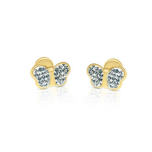Boucles d'Oreilles Papillon CZ Pierres Or - Product Image 1