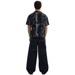 Royal Twin Wide Leg Homme Jeans Deep Indigo Résine traitée 26 Ouverture inférieure avec broderie dorée et rivets personnalisés - Product Image 2
