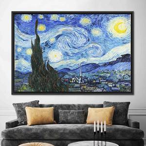 Lienzo Impreso: Decoración Artística de la Noche Estrellada de Van Gogh - Impresión Plana de Alta Calidad, 1 Pieza: Enmarcado en Negro - Product Image 1